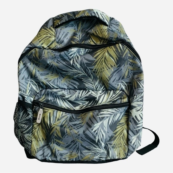 Unisex BACKPACK Tropical Leaves Print Canvas Backpack Computer Laptop Backpack - Picture 5 of 7